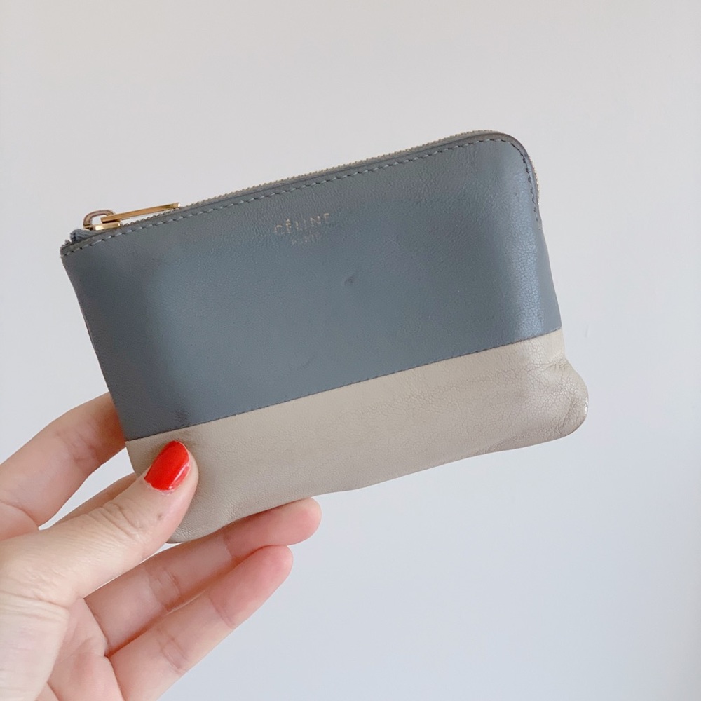 Rare Celine Bicolor Colorblock Coin Pouch Wallet Keyring